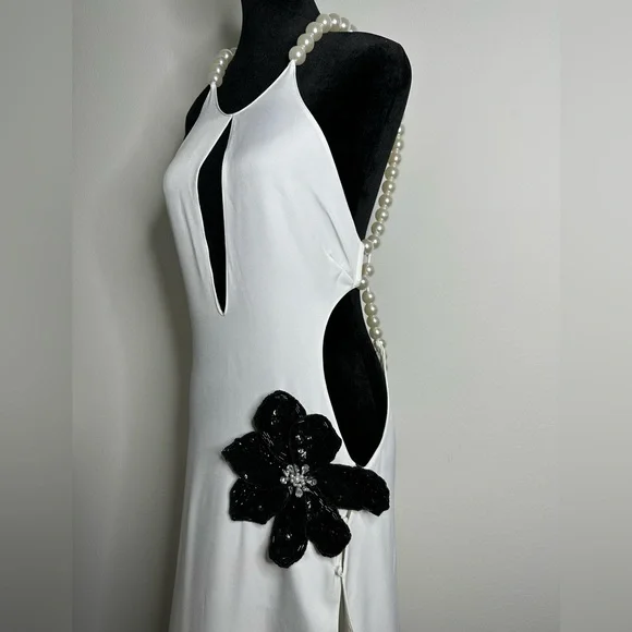 PatBo Halterneck Feather Trim Gown - Picture 7 of 13